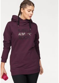 Sweatshirt Kangaroos, Damen, Gr. 56/58, lila (aubergine), Obermaterial: 65% Baumwolle, 35% Polyester, figurumspielend lang, Sweatshirts Sweatshirt, lange &Auml;rmel, figurumspielende Passform, gro&szlig;e Gr&ouml;&szlig;en