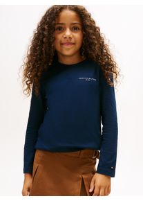 Langarmshirt Tommy Hilfiger "MINI CORP T-SHIRT LS", Jungen, Gr. 10 (140), blau (schwarz night navy), Single Jersey, Obermaterial: 100% Baumwolle, unifarben, regular fit normal, Rundhals, eingesetzt gerader Abschluss, Shirts Langarmshirt, Kinder bis 16 Jahre