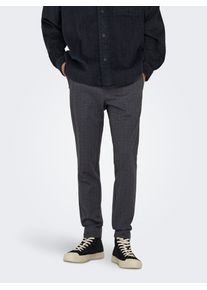 Only & Sons Chinos ONLY & SONS "ONSMARK SLIM CHECK 020960 PANT", Herren, Gr. 34, L&auml;nge 32, blau (night sky), Web, Obermaterial: 64% Viskose, 31% Polyester, 5% Elasthan, meliert, slim fit normal, Hosen Chinos