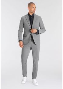 Anzug Bruno Banani "Jersey", Herren, Gr. 52, N-Gr, grau (grau melange), Jersey, Obermaterial: 60% Polyester, 35% Viskose, 5% Elasthan. Futter: 100% Polyester, normal, Anz&uuml;ge Anzug, elastische Qualit&auml;t, Topseller