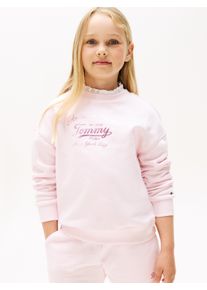 Sweatshirt Tommy Hilfiger "TOMMY SCRIPT SWEATSHIRT", M&auml;dchen, Gr. 16 (176), rosa (light pink), Sweatware, Obermaterial: 80% Baumwolle, 20% Polyester, unifarben, regular fit h&uuml;ftlang, Rundhals, B&uuml;ndchen, Sweatshirts Sweatshirt, f&uuml;r Kinder bis 16 Jahre, mit gl&auml;nzendem Druck