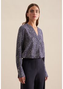 Klassische Bluse Seidensticker "Schwarze Rose", Damen, Gr. 4XL (48), blau (dunkelblau), 100% Viskose, gemustert, regular fit, ohne Ausschnitt, Blusen Klassische Bluse, Tunika Druck