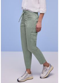 Jogger Pants Street One "Style Bonny", Damen, Gr. 38, L&auml;nge 28, gr&uuml;n (schwarz mint gr&uuml;n (l&auml;nge 28)), Web, Obermaterial: 60% Lyocell, 37% Baumwolle, 3% Elasthan, unifarben, 7/8-L&auml;nge, Hosen Jogger Pants, mit Cargo-Taschen und Kordelzug