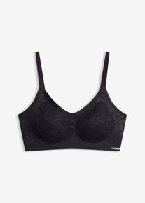 Vadderad Feel Comfort-BH ​utan bygel med spets - svart - storlek 44/46 (L) - bonprix