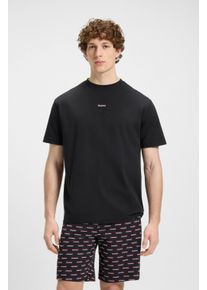 Pyjamaoberteil HUGO UNDERWEAR "SPLIT LOGO", Herren, Gr. M, schwarz (schwarz 001), Jersey, Obermaterial: 100% Baumwolle, relaxed fit, Rundhals, Shirts Pyjamaoberteil, mit zweifarbigen Logo