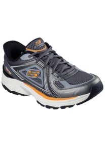 Slip-On Sneaker Skechers "STAMINA SPORT", Herren, Gr. 45, grau (dunkelgrau), Leder, Mesh, Schuhe Slip-On Sneaker, Trainingsschuh, Retro Sneaker mit Slip-ins