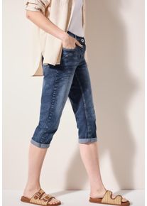 3/4-Jeans Cecil "Style Scarlett", Damen, Gr. 27, N-Gr, blau (mid blau used wash), Denim/Jeans, Obermaterial: 78% Baumwolle, 20% Polyester, 2% Elasthan, unifarben, 3/4-L&auml;nge, Jeans 3/4-Jeans, im 5-Pocket-Style