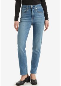 Levi's Straight-Jeans LEVI'S "724 HIGH RISE STRAIGHT", Damen, Gr. 30, L&auml;nge 30, blau (camp denim rhinestone), Denim/Jeans, Obermaterial: 80% Baumwolle, 19% Polyester, 1% Elasthan, straight fit lang, Jeans Straight-Jeans, CAMP DENIM RHINESTONE