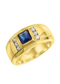 Fingerring Firetti "Schmuck Geschenk Silber 925 Silberring Siegelring-Optik" Gr. 22, blau (goldfarben, blau, kristallwei&szlig;), Fingerringe, Herren, 22, Silber 925 (Sterlingsilber), 5mm, Fingerring, mit Glasstein, Zirkonia (synth.)