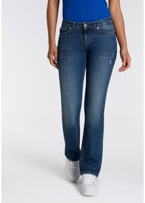 Bootcut-Jeans HUGO BLUE "Gamera", Damen, Gr. 31, L&auml;nge 32, blau (medium blau 425), Denim/Jeans, Obermaterial: 99% Baumwolle, 1% Elasthan, Destroyed-Effekte, unifarben, Jeans Bootcut-Jeans, Low Rise