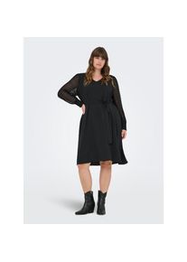 Only CARMAKOMA, Damen, Midikleid &raquo;CARMETTA LIFE LS KNEE DRESS WVN&laquo; Sommerkleid, Black, 42 - N-Gr, Kleid von Only CARMAKOMA