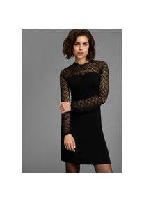 Laura Scott, Damen, Spitzenkleid Ohne Tasche Ohne Taschen mit edler Zierborte, schwarz, 36 - N-Gr, Spitzenkleid in femininer A-Linie f&uuml;r einen 