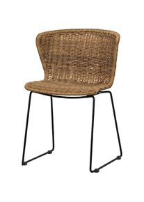 Woood, Esszimmerstuhl (), Natur + Schwarz, Kunststoff, B/H/T: 55 cm x 78 cm x 54 cm, Natur + Schwarz