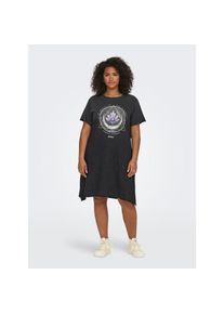 Only CARMAKOMA, Damen, Shirtkleid &raquo;CARLUCY LIFE SS T-SHIRT DRESS JRS NOOS&laquo; Sommerkleid, Black Print:LOTUS, N-Gr, S - N-Gr, Black Print:LOTUS, Kurzes 