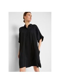 bonprix, Damen, Blusenkleid Eingrifftaschen f&uuml;r den Alltag, aus Viskose, Oversize Passform, mit Knopfleiste, schwarz, N-Gr, 36 - N-Gr, schwarz, 