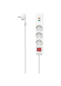 Hama, Steckdosenleiste &raquo;Steckdosenleiste, 3-fach, USB-C/A 18W, PD/QC , Flachst., 1,4 m&laquo; 5-fach (Ein- / Ausschalter USB-Anschl&uuml;sse Kabell&auml;nge 1,4 m) 1 