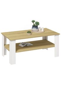 Vcm, Couchtisch &raquo;Sofatisch Couchtisch Beistelltisch Disalo 100x55&laquo; 1 Stk. tlg., Wei&szlig; / Honig-Eiche, B/H/T: 100 cm x 55 cm, Wei&szlig; / Honig-Eiche