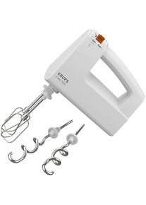 Krups, Handmixer &raquo;3 MIX 7000&laquo; 500 W Turbo-& Auswurftaste, Schneebesen & Knethaken aus Edelstahl, F60814, Wei&szlig;,