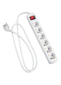 Hama, Steckdosenleiste &raquo;Mehrfachsteckdosenleiste, 6-fach, mit Schalter 5m, wei&szlig;&laquo; 6-fach (Ein- / Ausschalter Schalterbeleuchtung Kabell&auml;nge 5 m), wei&szlig;,