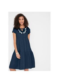 bonprix, Damen, Tunikakleid f&uuml;r entspannten Look, aus Baumwolle, in A-Linie, dunkelblau gebl&uuml;mt, 36/38 (S) - N-Gr, Tunikakleid aus Baumwolle f&uuml;r 
