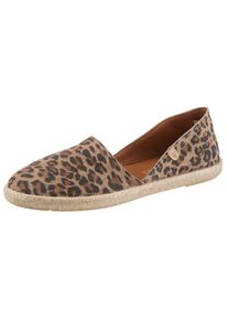 VERBENAS, Damen, Espadrille Strandschuh, Sommerschuh, Loafer im trendigen Animal-Look, leo, 36, Auff&auml;lliger Sommerschuh mit typischen Jute-Rahmen