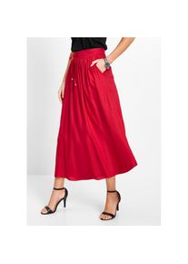 bonprix, Damen, Maxirock aus Viskose, Maxil&auml;nge, lockere Passform, bedrucktes Design, rot, 44, rot, Maxirock aus Viskose mit bedrucktem Design