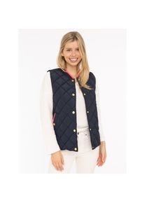 Zwillingsherz, Damen, Steppweste &raquo;"Classic Diamond"&laquo; Kn&ouml;pfe, Stehkragen, Eingriffstaschen, modisch, Kontrastdeteils, Marine, XXL, Marine, Pinke 