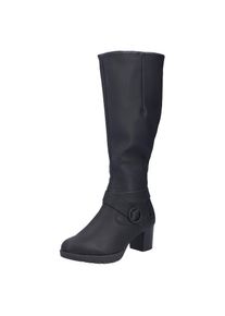 Rieker, Damen, Stiefel Langschaftstiefel, Blockabsatz, mit Rei&szlig;verschluss hinten-schmale Form, schwarz, 39, schwarz, Langschaftstiefel mit dekorativer