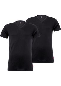 Levi's Levi's , Herren, T-Shirt 2er-Pack, V-Ausschnitt, Kurzarm, Cotton-Mix, elastisch, jet black, L, T-Shirt von Levi's