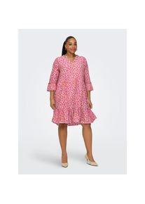Only CARMAKOMA, Damen, Tunikakleid &raquo;CARTHYRA LIFE PEPLUM DRESS WVN&laquo; Sommerkleid, Bleached Mauve AOP:VIBRANT LEO, 44 - N-Gr, Kurzes Kleid von Only 