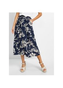 bonprix, Damen, Maxirock aus Viskose, Maxil&auml;nge, lockere Passform, bedrucktes Design, dunkelblau/kieselbeige floral, 36, dunkelblau/kieselbeige floral