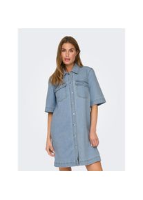 Only, Damen, Jeanskleid &raquo;ONLBELLE S/S BUTTON DRESS DNM GUA NOOS&laquo; Brusttaschen, Light Blue Denim, N-Gr, M - N-Gr, Light Blue Denim, Kurzes Denim Kleid 