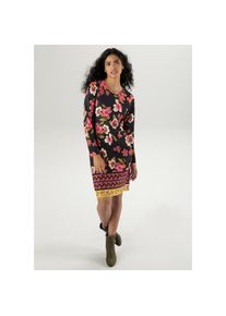 Aniston SELECTED, Damen, Minikleid mit aufgedruckter Bord&uuml;re; leicht taillliert, schwarz-rot-olivgr&uuml;n-beige-lila-pink, 36 - N-Gr, Elastisches Kleid in