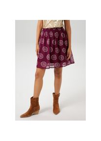 Aniston CASUAL, Damen, Minirock mit extravaganten Bl&uuml;tendruck, bordeaux-sand, 42, bordeaux-sand, Rock aus zartem Chiffon