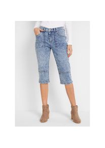 bonprix, Damen, Caprijeans Regular Fit, aus Baumwollmischung, mit Knopf und Rei&szlig;verschluss, hellblau used, 36 - N-Gr, Caprijeans f&uuml;r bequemen 