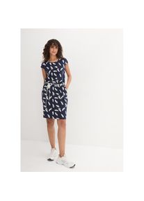 bonprix, Damen, Shirtkleid mit elastischen B&uuml;ndchen in der Taille, Loose Fit, mit Kurzarm, dunkelblau bedruckt, N-Gr, 52/54 (XXL) - N-Gr, dunkelblau 