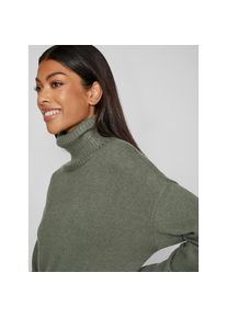 Vila, Damen, Strickkleid &raquo;VIRIL ROLL NECK L/S MIDI DRESS - NOOS&laquo;, Laurel Wreath Detail:DARK MELANGE, XL - N-Gr, Langes Strickkleid von Vila