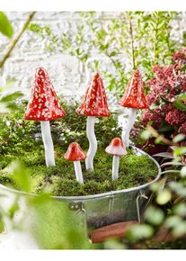 Funghi decorativi da giardino (set 5 pezzi), Rosso, Taglia 0 (Grande: (H) 31cm Piccola: (H) 15cm Media: (H) 28,5cm), bonprix