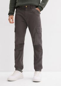 Pantaloni cargo relaxed fit in puro cotone tapered, Grigio, Taglia 56, bonprix