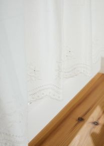 Tenda a vetro con ricami in cotone biologico, Beige, Taglia 30x85 cm, bonprix