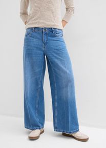 Jeans wide leg vita media, Blu, Taglia 58, bonprix