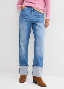 Jeans straight loose fit vita alta, Blu, Taglia 44, bonprix