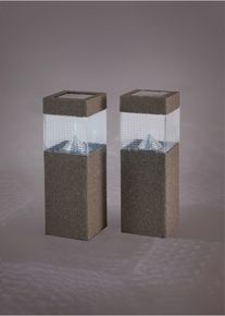 Stibelysning med solcelle (2-pack), gr&aring;, st&oslash;rrelse 38,5x10 cm, bonprix