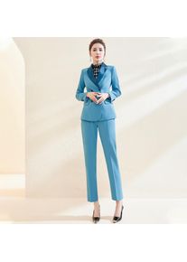Allingentle Women's Pantsuit 2 Piece Suit Elegant Satin Lapel Blazer & Pants for Casual Office Customize