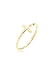 Elli Premium Silberring &raquo;Ring Ring Kreuz 375 Gelbgold&laquo; goldfarben, Gr&ouml;&szlig;e 52