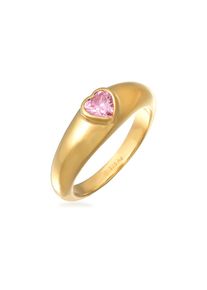 Elli Siegelring &raquo;Ring Zirkonia Herz Bandring Liebe 925 Silber vergoldet&laquo; pink, Gr&ouml;&szlig;e 46
