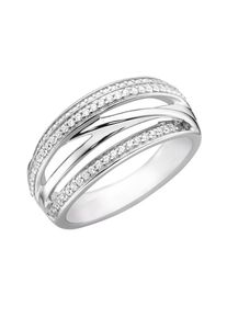Smart Jewel Fingerring &raquo;Ring verschlungen mit Zirkonia Steinen, Silber 925&laquo; silberfarben, Gr&ouml;&szlig;e 52