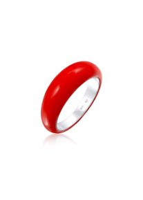 Elli Silberring &raquo;Ring Bandring Stapelring Emaille 925er Silber vergoldet&laquo; rot, Gr&ouml;&szlig;e 58