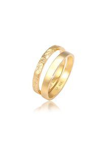 Elli Ring-Set &raquo;Ring Bandring Basic Geh&auml;mmert (Set 2-tlg) 925 Silber&laquo; goldfarben, Gr&ouml;&szlig;e 56