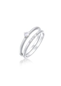 Elli Ring-Set &raquo;Ring Zirkonia Solit&auml;r Trend Set 925 Silber&laquo; silberfarben, Gr&ouml;&szlig;e 58